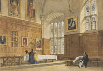Pohled na jídelnu na Magdalen College v Oxfordu